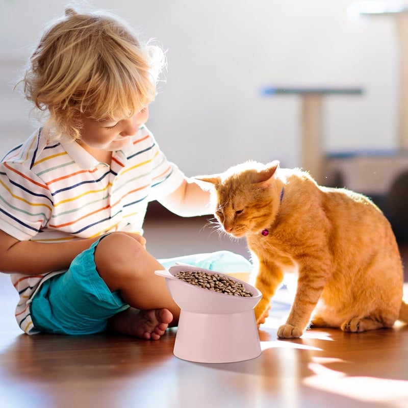 Hsei 6 Pcs Raised Cat Food Bowls 15 Degrees Elevated Cat Bowls Anti Vomiting Tilted Raised Whisker Friendly Pet Dish Plastic Slanted Stand for Indoor Pet Food Water Feeder(Bright Color) - Image 4